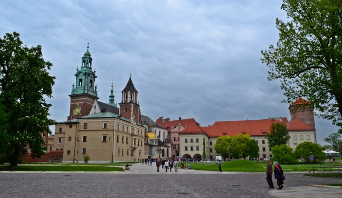 Our first view of Wawel Cathedral and Castle (on the right) as we entered the grounds